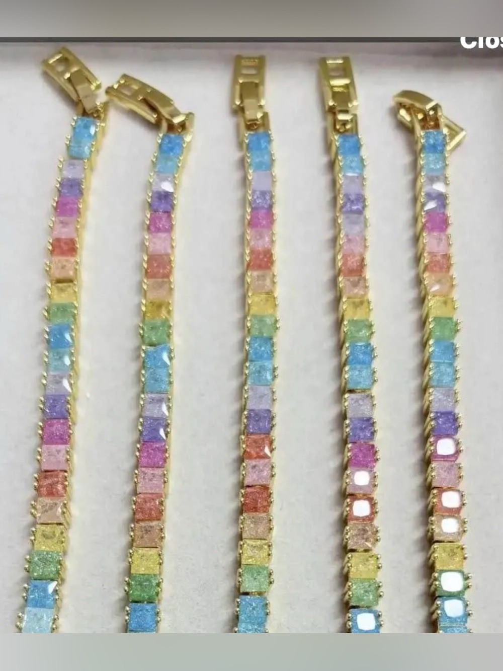 New Gold Filled Popular Candy Colored Pastel Rainbow Tennis Bracelets! 🌈